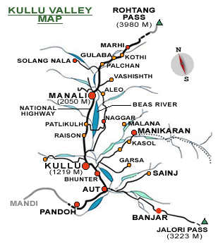 Map of Kullu Valley