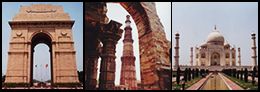 India Gate, Qutab minar, Taj Mahal